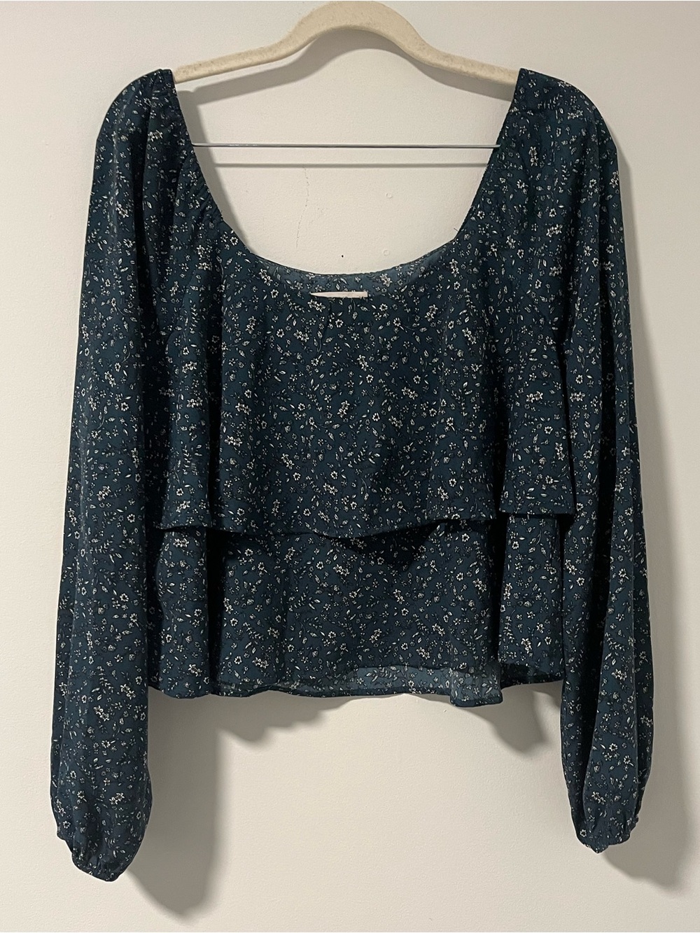 Le Lis Teal Floral Scoop-Neck Layered Blouse